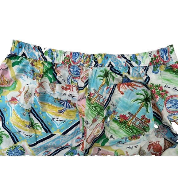 Talbots Linen Blend Colorful Lounge Pants Resort Wear Wide Leg Womens Size 2X - Picture 6 of 8